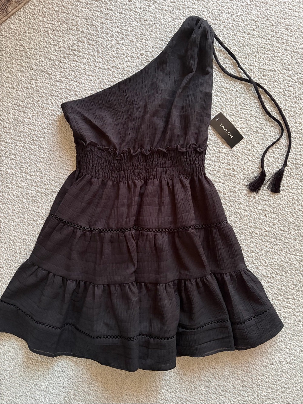 One-Shoulder Black Tiered Dress